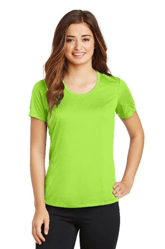 Sport-Tek Ladies PosiCharge Elevate Scoop Neck Tee LST380 Lime Shock Zippered Front Buttoned Front Snap Front