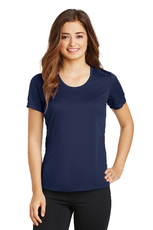 Sport-Tek Ladies PosiCharge Elevate Scoop Neck Tee LST380 True Navy Striped Floral Plaid