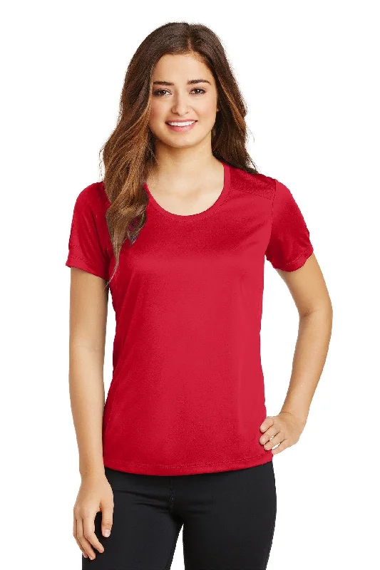 Sport-Tek Ladies PosiCharge Elevate Scoop Neck Tee LST380 True Red Spandex Blend Rayon Blend Denim Blend