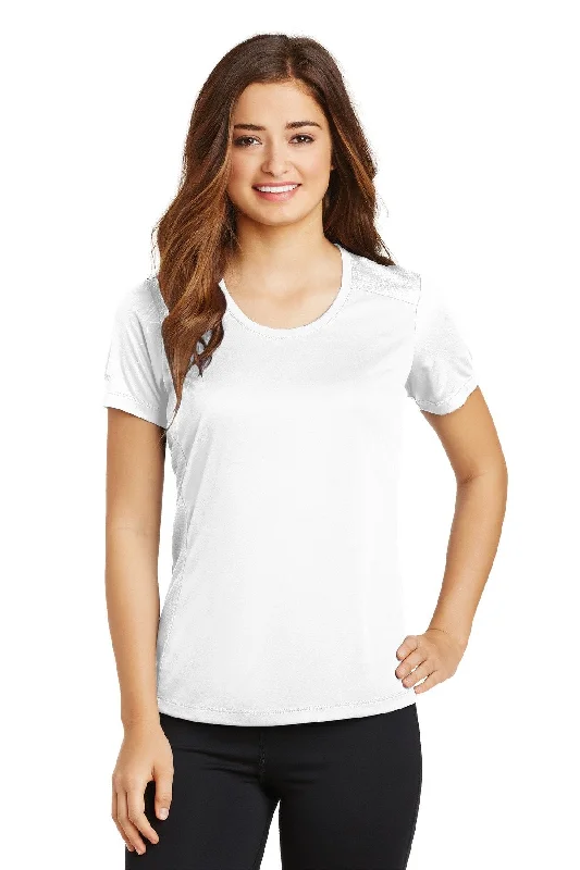 Sport-Tek Ladies PosiCharge Elevate Scoop Neck Tee LST380 White Cashmere Blend Cotton Blend Poly Blend