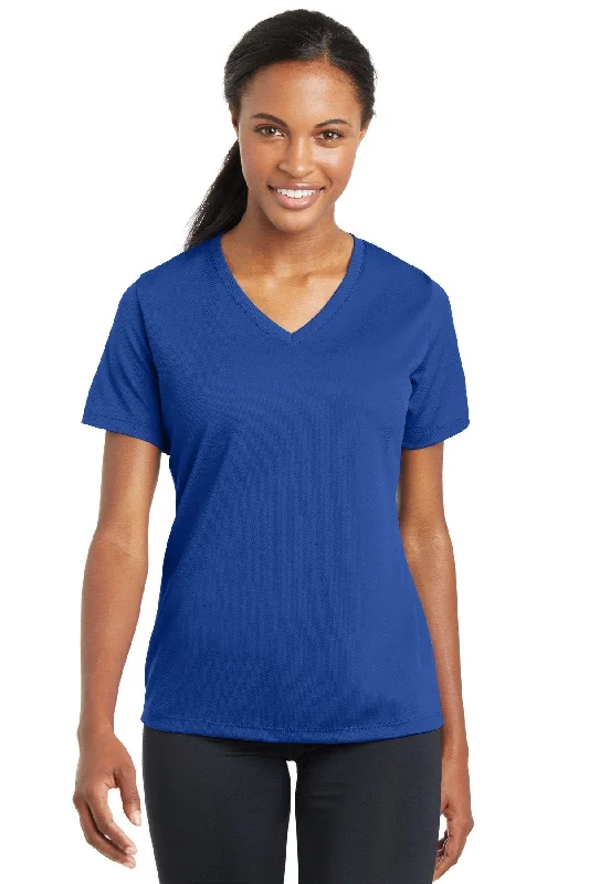 Sport-Tek Ladies PosiCharge RacerMesh V-Neck Tee LST340 True Royal Solid Color Striped Floral