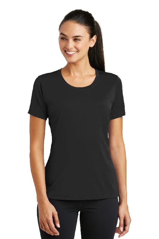 Sport-Tek Ladies PosiCharge Tough Tee LST320 Black V-Neck T-Shirt Long Sleeve Cotton