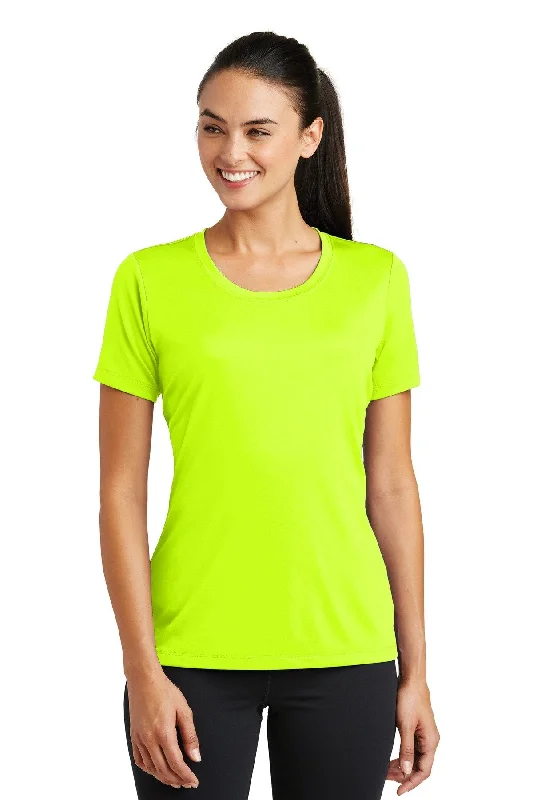 Sport-Tek Ladies PosiCharge Tough Tee LST320 Neon Yellow Ribbed Striped Patterned