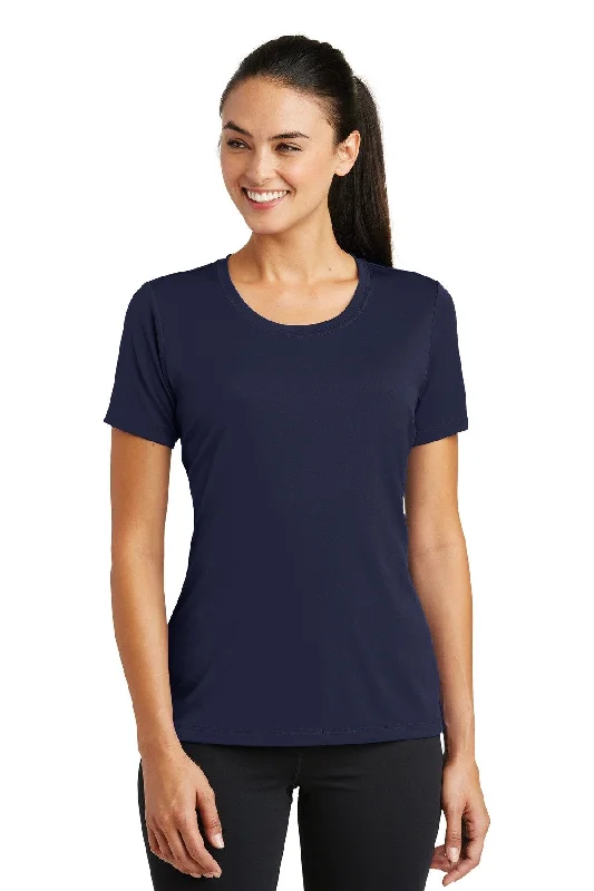 Sport-Tek Ladies PosiCharge Tough Tee LST320 True Navy Welt Pockets Slit Pockets Flap Pockets