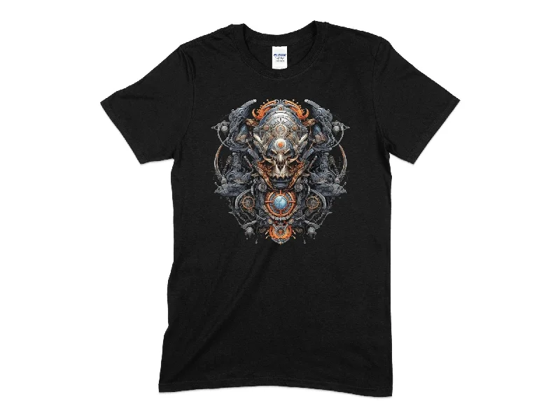 Steampunk Skull Unisex T-Shirt Notch Collar Peter Pan Collar Cowl Neck