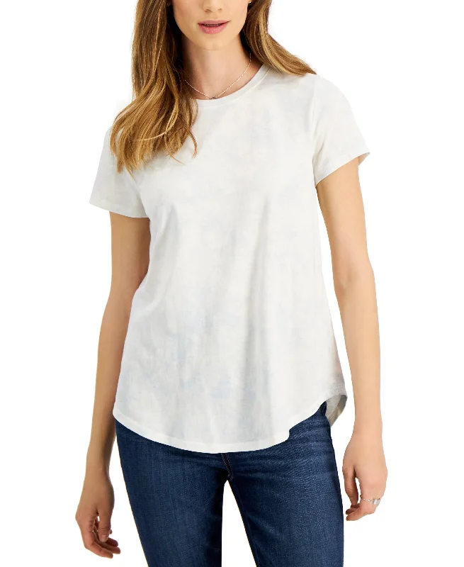 Style & Co Womens Tie-Dyed Burnout T-Shirt Handmade Hand-knitted Hand-woven