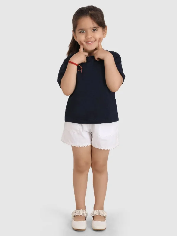 T-shirt -Navy Blue Cotton Fabric Linen Fabric Terry Fabric