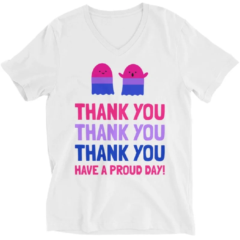 Thank You, Have A Proud Day (Bi-Pride) -- Unisex T-Shirt Rayon Velvet Corduroy