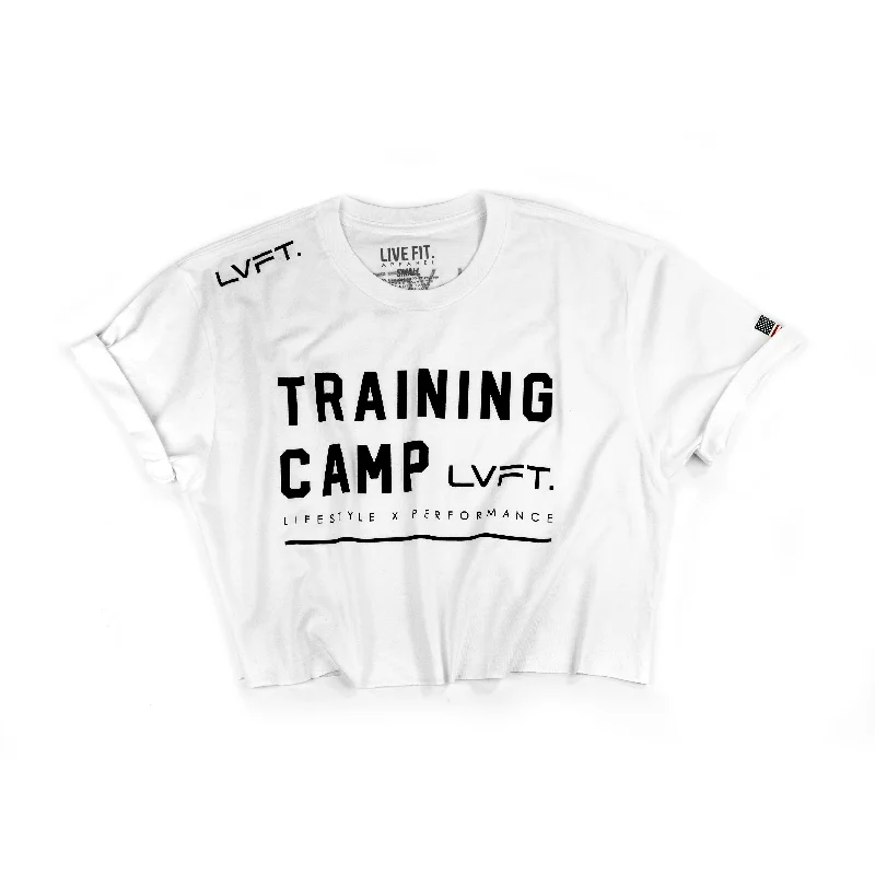 Training Camp Crop Tee - White Cashmere Blend Cotton Blend Poly Blend