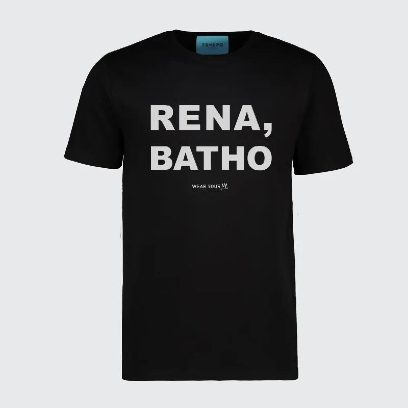 TSHEPO, RENA, BATHO T-SHIRT, BLACK Beaded Sequined Faux Fur
