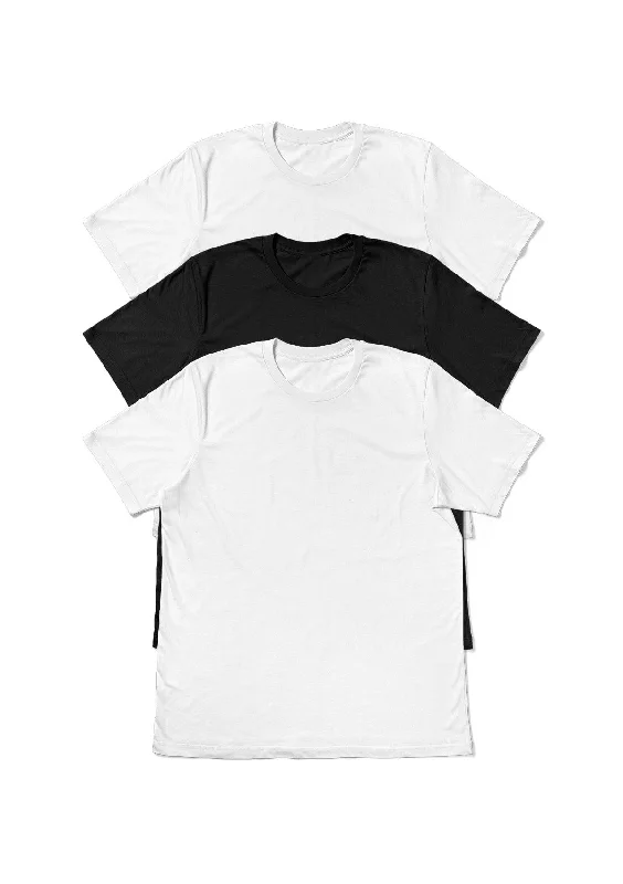 Unisex Short Sleeve Wrinkle Free T-Shirt 3 pc White/Black Bundle Cozy Warm Stylish