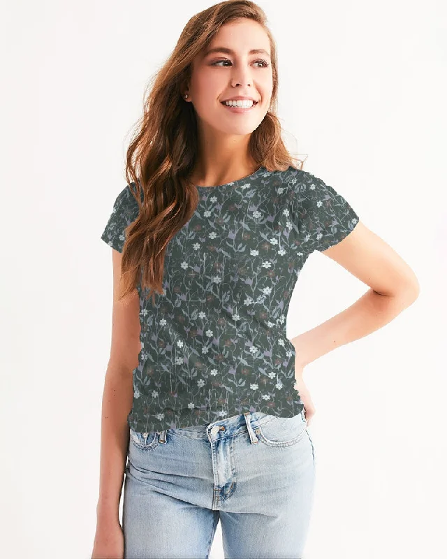 Violets On Gray Women's Tee Machine Wash Dry Clean Hand Wash