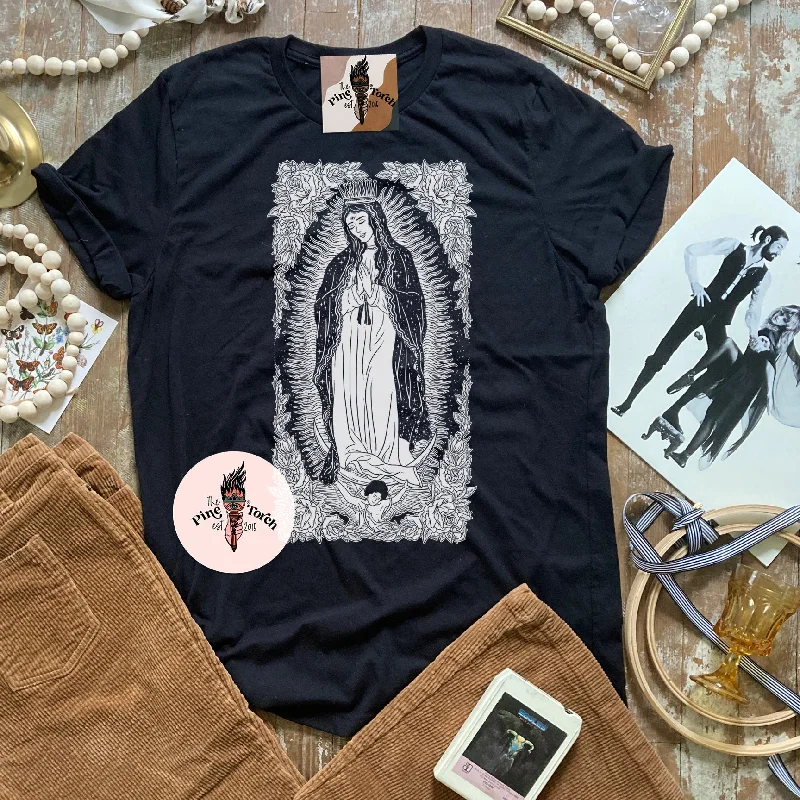 VIRGIN MARY // BLACK UNISEX TEE Mesh Blend Leather Blend Suede Blend