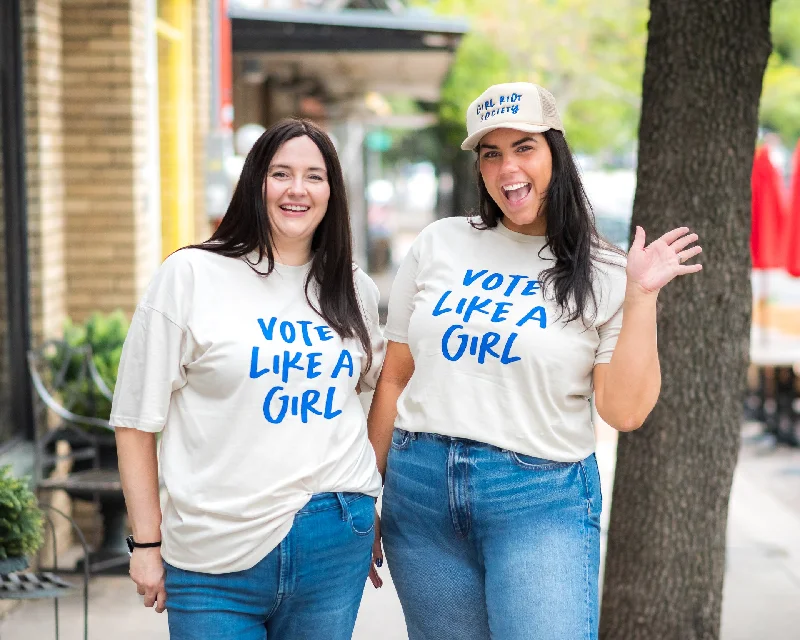 Vote Like a Girl Tee Solid Print Embellished