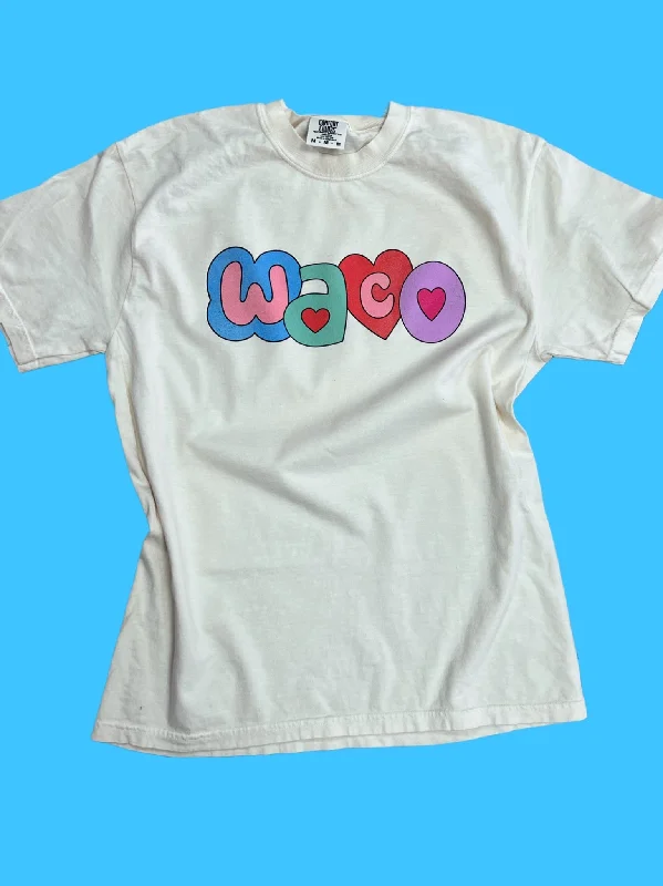 Waco Happy Letters Tee Spandex Blend Rayon Blend Denim Blend