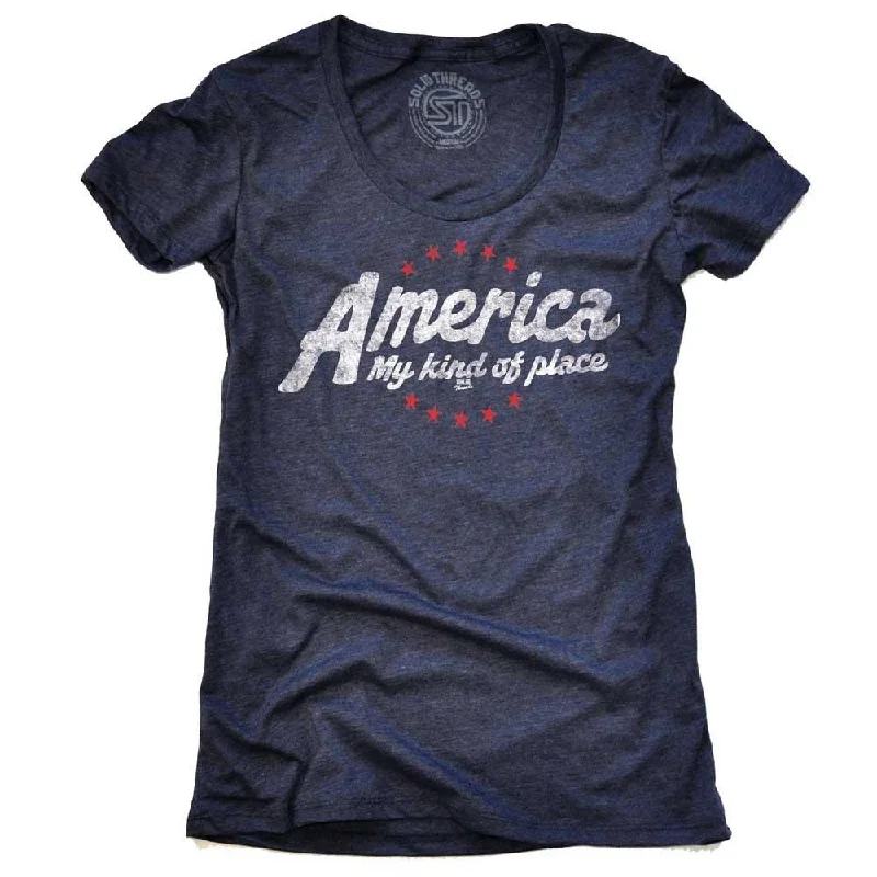 Women's America My Kind Of Place T-shirt Seamless Knitted Crochet