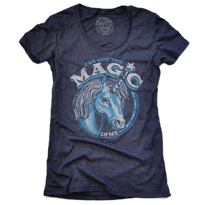Women's I've Got The Magic In Me Unicorn T-shirt | Supports Animal Rights Print Jacquard Patchwork