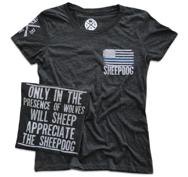 Women's Sheepdog Lives Matter Thin Blue Line T-Shirt Thin T-Shirt Open Front Quick Dry