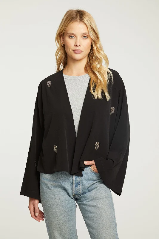 Beaded Skulls Open Bed Jacket Oversized Jacket Tailored Jacket Straight Jacket