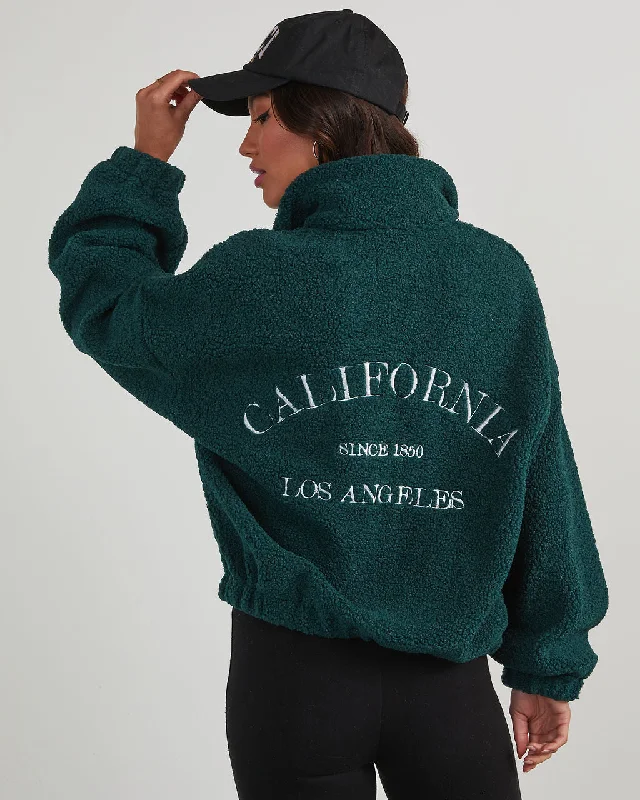 California Teddy Fleece Half Zip Jacket One-Shoulder Jacket Off-the-Shoulder Jacket Asymmetrical Jacket