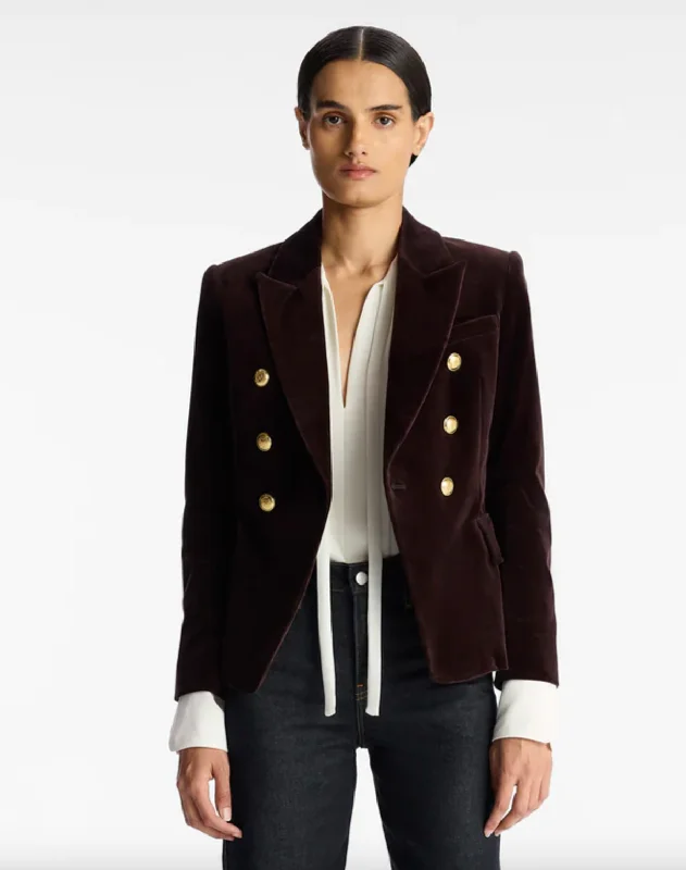 Chelsea Velvet Tailored Jacket - Chocolate Mesh Jacket Canvas Jacket Denim Jacket