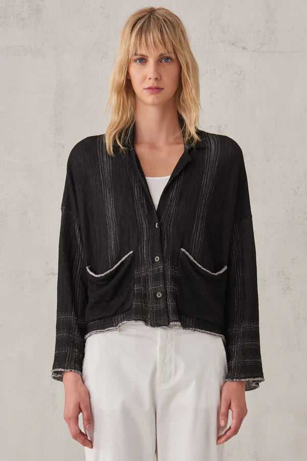 Comfort Fit Checked Cotton Knit Jacket - Black Jersey Jacket Tulle Jacket Batik Jacket
