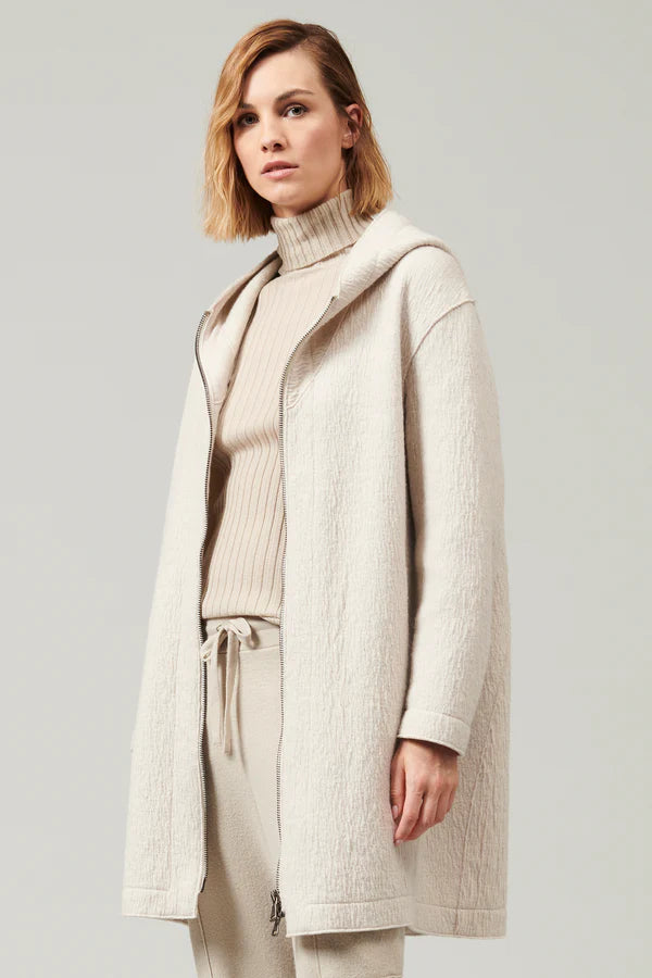 Comfort Fit Hooded Boiled Wool Jacket - Ice Chenille Fabric Brocade Fabric Lace Fabric