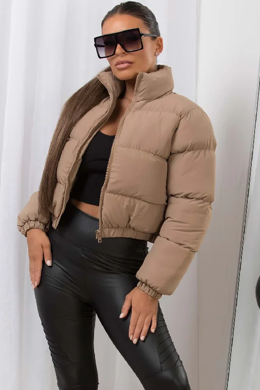 Crop Puffer Jacket Beige Faux Fur Jacket Real Fur Jacket Shearling Jacket
