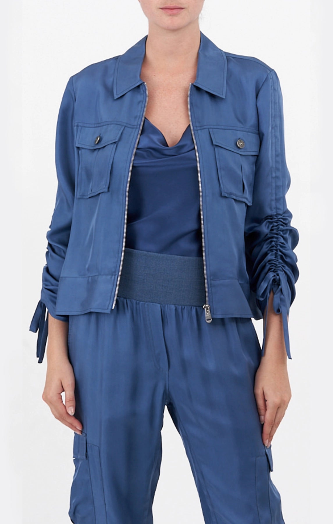Dale Jacket - Indigo Notch Collar Peter Pan Collar Cowl Neck