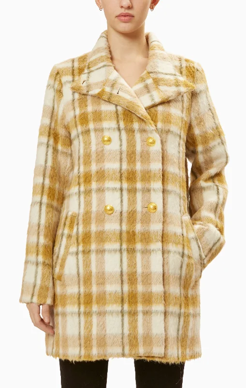 Dawn Mid Jacket - Ivory / Honey Zippered Front Buttoned Front Snap Front