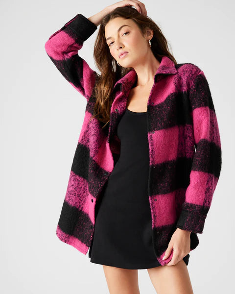 Eldridge Plaid Jacket - Hot Pink Multi Oversized Jacket Tailored Jacket Straight Jacket