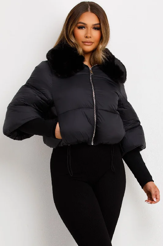 Faux Fur Collar Puffer Jacket Black Chenille Jacket Brocade Jacket Lace Jacket