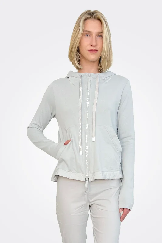 Graphic Zip Hooded Jacket - Grey Corduroy Jacket Velvet Jacket Brocade Jacket