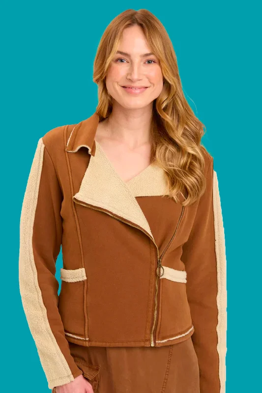Hanford Moto Jacket - Rufous Pigment Belted Jacket Elasticated Jacket Padded Jacket