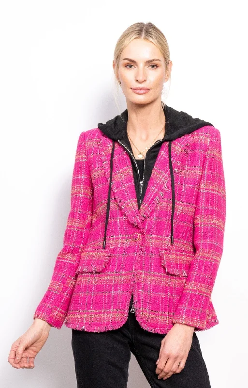 Harper Tweed Dickie Jacket - Pink Collared Jacket Crew Neck Jacket Turtle Neck Jacket