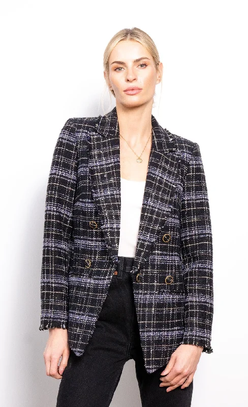 Harper Tweed Jacket - Black V-Neck Jacket Boat Neck Jacket Square Neck Jacket