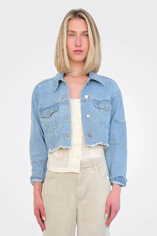 Love Crop Jacket - Denim V-Neck Jacket Boat Neck Jacket Square Neck Jacket
