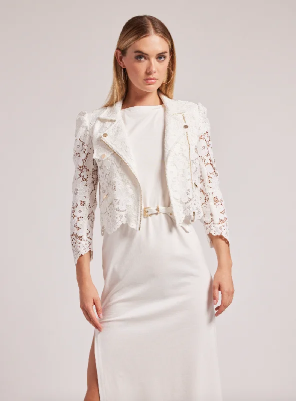 Malibu Lace Jacket - White Tiered Jacket Buttoned Jacket Zippered Jacket