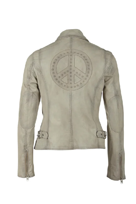 Maysie Peace Leather Jacket - Off White Faux Fur Jacket Real Fur Jacket Shearling Jacket