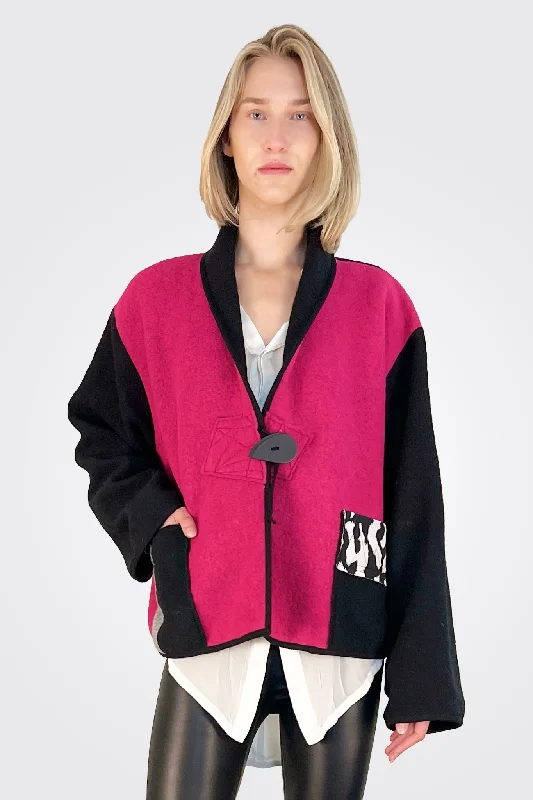 Pocket Detail Jacket - Pink Front Pockets Side Pockets Patch Pockets