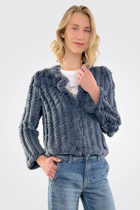 Rosa Fur Jacket - Sea Embroidered Jacket Appliqued Jacket Beaded Jacket