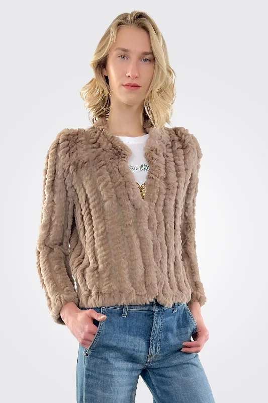 Rosa Fur Jacket - Sepia Print Jacket Jacquard Jacket Patchwork Jacket
