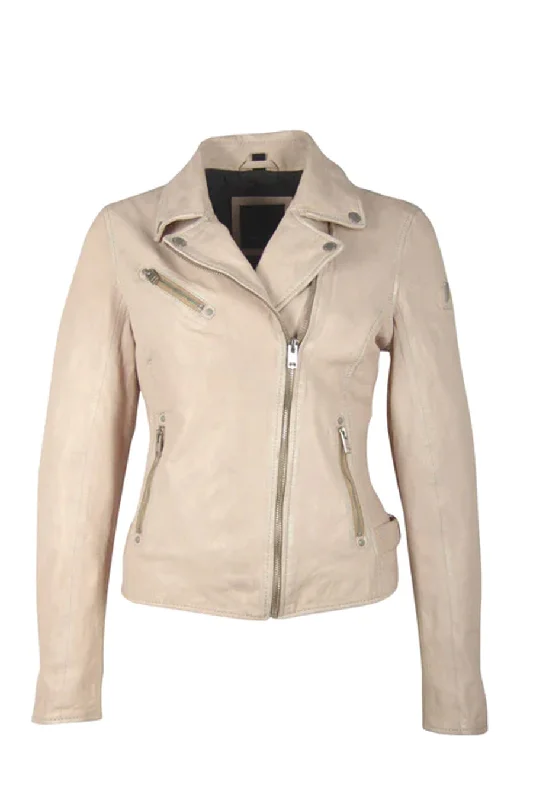 Sofia Leather Jacket - Pale Pink V-Neck Jacket Boat Neck Jacket Square Neck Jacket