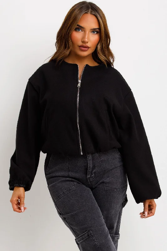 Soft Bomber Jacket Black Fitted Jacket Loose Jacket Oversized Jacket