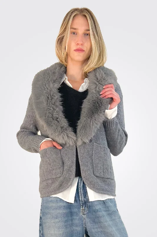 Sweater Jacket - Grey Fitted Jacket Loose Jacket Oversized Jacket