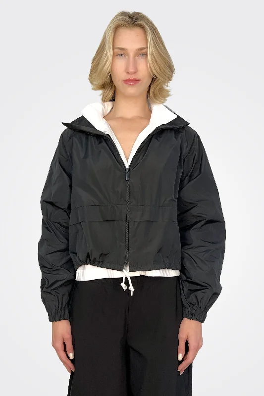 Taffeta Bomber Jacket - Nero Cotton Fabric Linen Fabric Terry Fabric