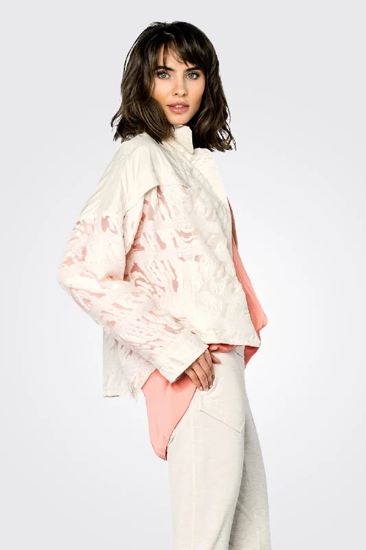 Taffeta Lace Jacket - Off White Knit Fabric Woven Fabric Fleece Fabric
