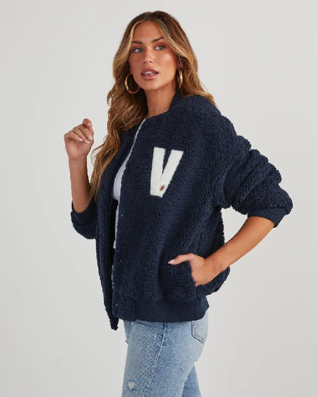 Team Captain Sherpa Letterman Bomber Jacket Bomber Jacket Anorak Windbreaker