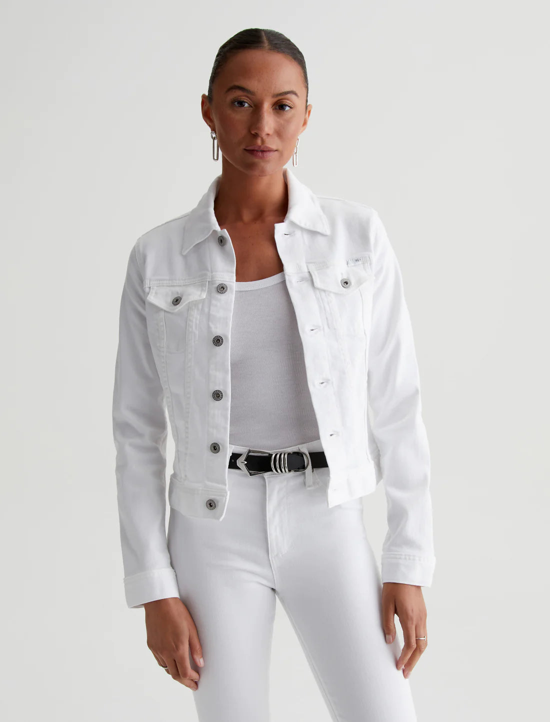 The Robyn Jacket - White Stand-Up Collar Roll-Neck Collar Turtle Neck