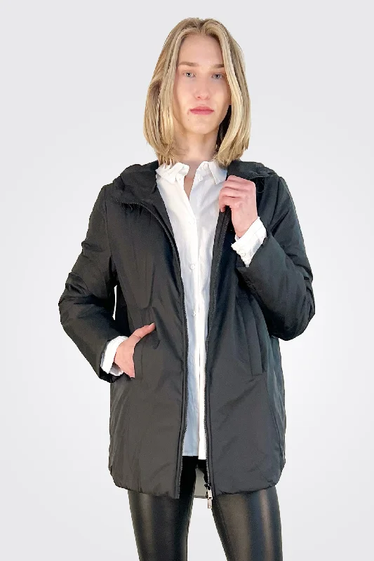 Ulla Jacket - Noir Boat Neck Shawl Collar Notched Collar